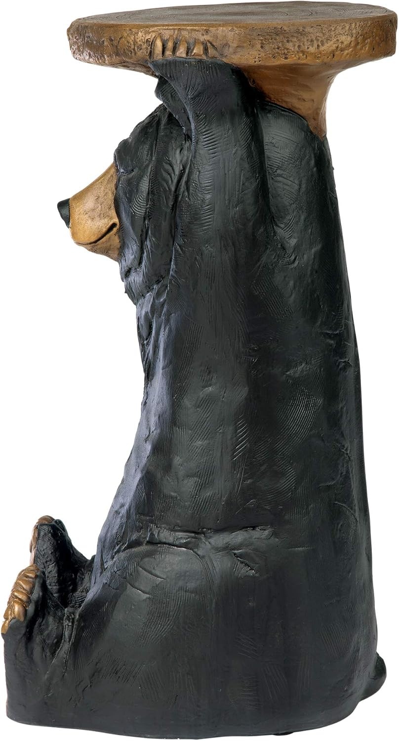 image:imageDesign Toscano Black Forest Bear Pedestal Table Rustic Cabin Decor 24 Inch Tall Cast Stone Resin Full Color FinishForest Bear