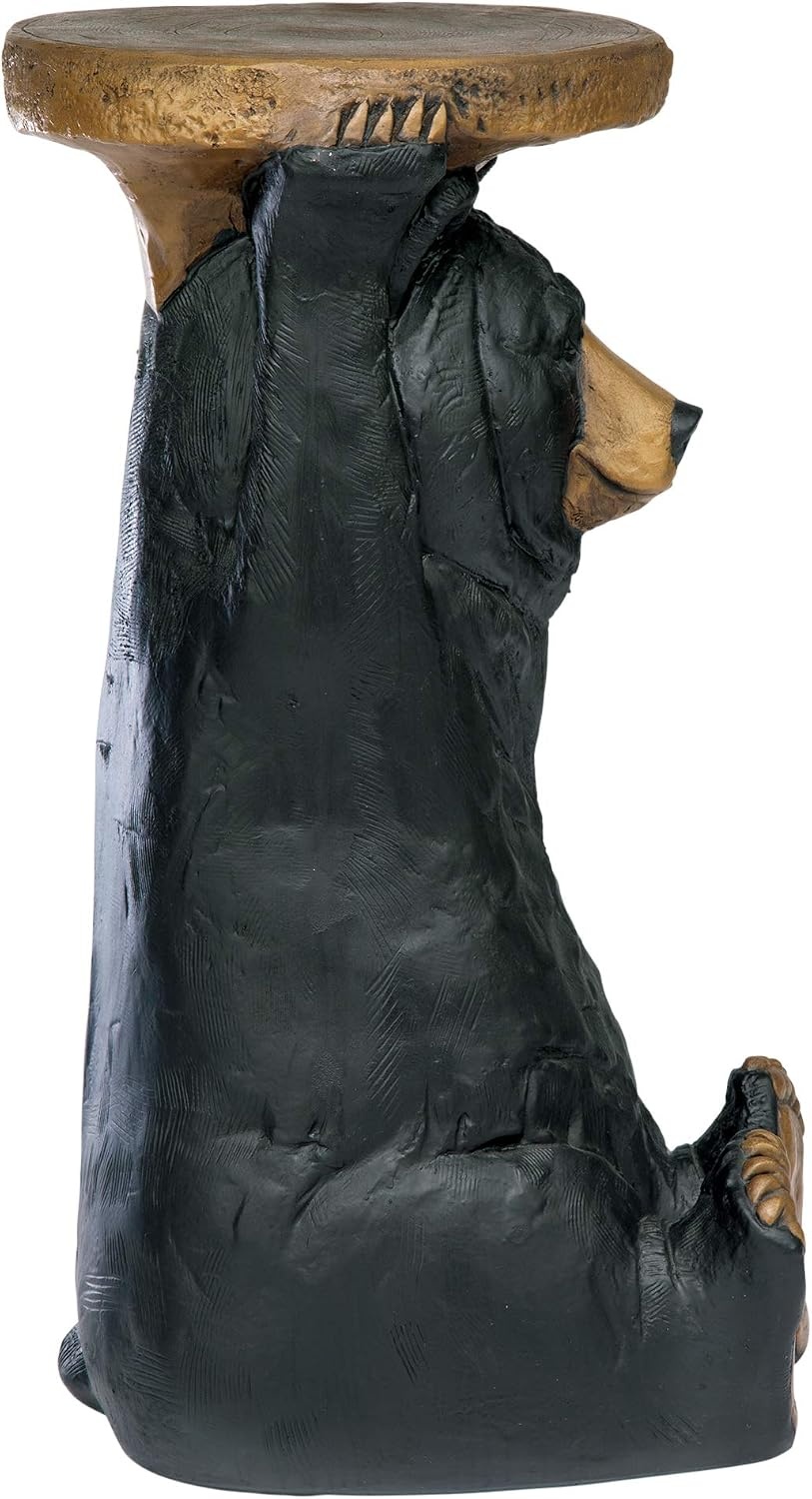 image:imageDesign Toscano Black Forest Bear Pedestal Table Rustic Cabin Decor 24 Inch Tall Cast Stone Resin Full Color FinishForest Bear