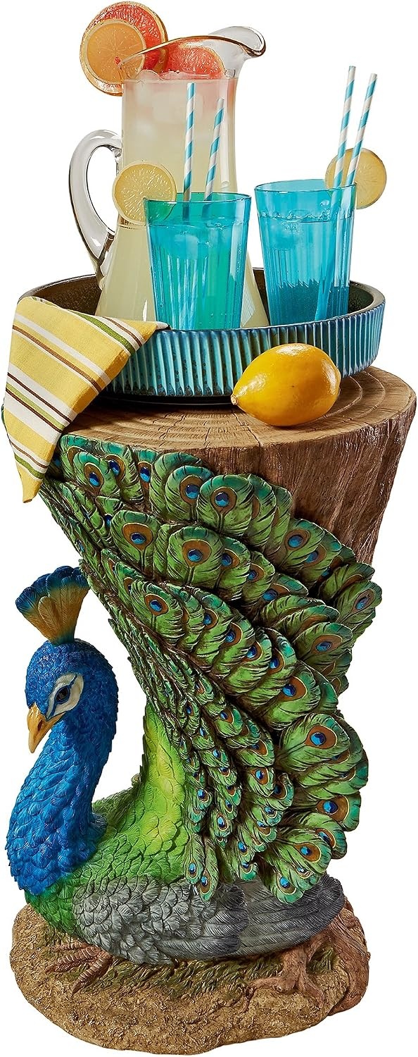 image:imageDesign Toscano British Decor Rex the Bachelor Bulldog Butler Side Table 27 Inch Full ColorProvocative Peacock