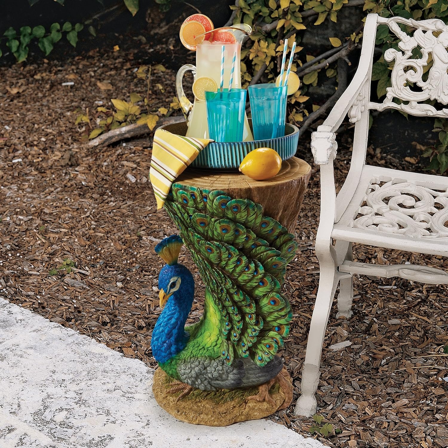image:imageDesign Toscano British Decor Rex the Bachelor Bulldog Butler Side Table 27 Inch Full ColorProvocative Peacock