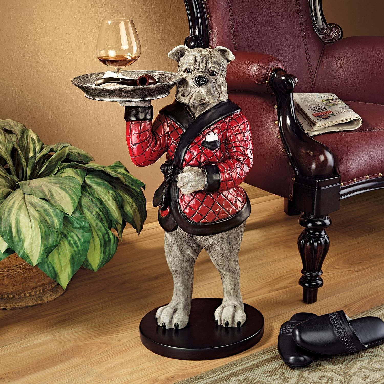 image:imageDesign Toscano British Decor Rex the Bachelor Bulldog Butler Side Table 27 Inch Full ColorRex the Bulldog