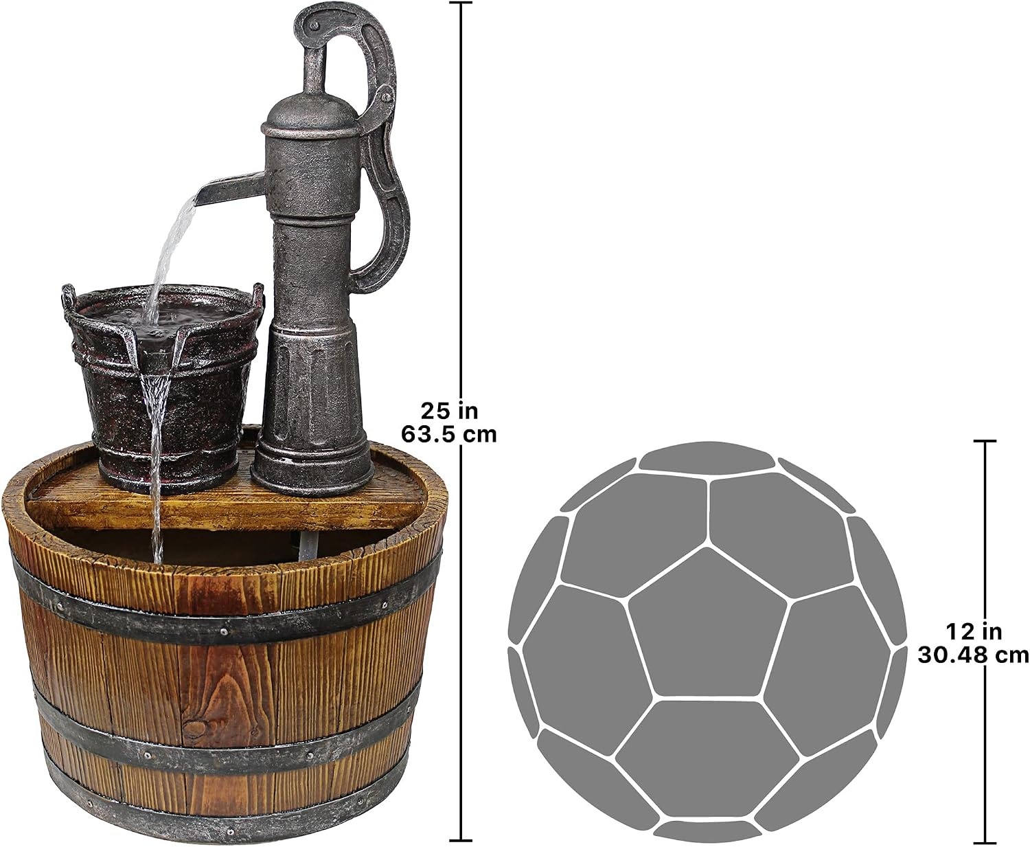 image:imageDesign Toscano SS11155 Water Fountain  Cistern Well Pump Wood Barrel Garden Decor Fountain  Outdoor Water Featurefull color