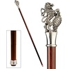 image:imageDesign Toscano Cobra Pewter Walking StickHeraldic Lion Pewter Handle and Hardwood Cane