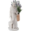 image:imageDesign Toscano Francis of Assisi Blessing Religious Garden Decor Statue with Bird Bath Feeder 19 inches Tall Cast Stone Resin Gray Stone FinishWhite