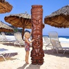 image:imageDesign Toscano Grand Tiki Face Kanaloa Teeth IndoorOutdoor Side Table Statue Patio Bar Den 20 inch tall Cast Stone Resin Woodtone FinishFaux Woodtone Finish