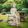 image:imageDesign Toscano GuanYin Patroness of Compassion Asian Decor Outdoor Garden Statue 54 inches Tall Fiberglass Cast Stone Resin Limestone FinishResting Guan Yin