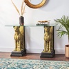 image:imageDesign Toscano Royal Egyptian Cheetah Cat Console Table 55 Inch Wide 34 Inch Tall Cast Stone Resin and Glass Gold and Woodtone FinishConsole