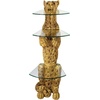 image:imageDesign Toscano Royal Egyptian Cheetah Cat Console Table 55 Inch Wide 34 Inch Tall Cast Stone Resin and Glass Gold and Woodtone FinishPedestal Table