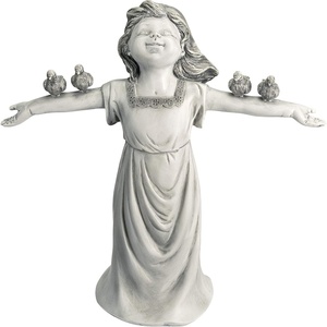 image:imageDesign Toscano Basking in Glory Little Girl with Birds Outdoor Garden Statue Large 29 inches tall Cast Stone Resin Two Tone Stone FinishHandcast Polyresin  Two Tone Stone Finish