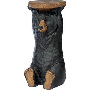 image:imageDesign Toscano Black Forest Bear Pedestal Table Rustic Cabin Decor 24 Inch Tall Cast Stone Resin Full Color FinishForest Bear