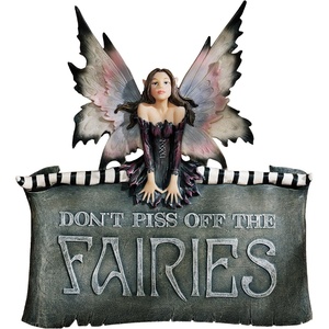 image:imageDesign Toscano CL6564 The Fairies Wall Sculpture Plaque Sign Full ColorDont Piss Off Fairies