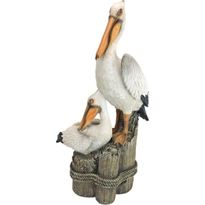image:imageDesign Toscano Coastal Decor Oceans Perch Pelicans Garden Bird Statue 9 Inch Wide 24 Inch Tall Cast Stone Resin Full Color FinishOceans Perch