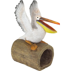 image:imageDesign Toscano Coastal Decor Oceans Perch Pelicans Garden Bird Statue 9 Inch Wide 24 Inch Tall Cast Stone Resin Full Color FinishSplash