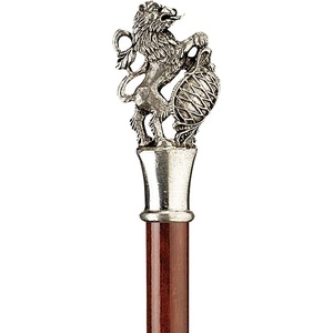 image:imageDesign Toscano Cobra Pewter Walking StickHeraldic Lion Pewter Handle and Hardwood Cane