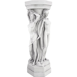 image:imageDesign Toscano Column of Maenads Women IndoorOutdoor Sculptural Display Pedestal Plant Stand 28 inches tall Cast Stone Resin Antique Stone FinishOrnate