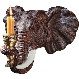 image:imageDesign Toscano Elephant African Decor Candle Holder Wall Sconce Sculpture 12 Inch Cast Stone Resin Full Color FinishSingle
