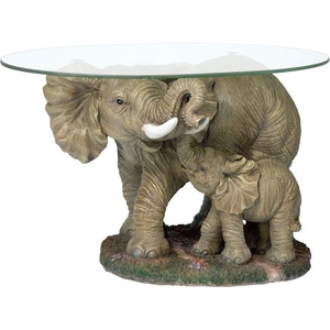 image:imageDesign Toscano Elephants Majesty GlassTopped Coffee and Cocktail Table 30 Inches Wide 18 Inches Deep 18 Inches High Glass and Polyresin Full Color Finish