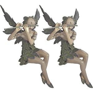 image:imageDesign Toscano Fairy of the West Wind Shelf Sitting Garden Statue 19 Inch Tall Cast Stone Resin Two Tone Stone FinishSet of 2
