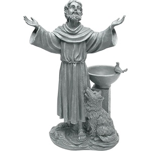 image:imageDesign Toscano Francis of Assisi Blessing Religious Garden Decor Statue with Bird Bath Feeder 19 inches Tall Cast Stone Resin Gray Stone FinishGreystone