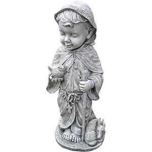 image:imageDesign Toscano Francis of Assisi Blessing Religious Garden Decor Statue with Bird Bath Feeder 19 inches Tall Cast Stone Resin Gray Stone FinishTwo Tone Stone