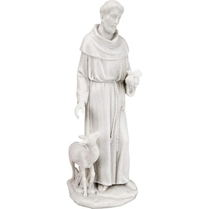 image:imageDesign Toscano Francis of Assisi Blessing Religious Garden Decor Statue with Bird Bath Feeder 19 inches Tall Cast Stone Resin Gray Stone FinishWhite