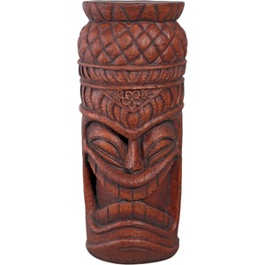 image:imageDesign Toscano Grand Tiki Face Kanaloa Teeth IndoorOutdoor Side Table Statue Patio Bar Den 20 inch tall Cast Stone Resin Woodtone FinishFaux Woodtone Finish