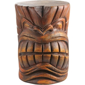 image:imageDesign Toscano Grand Tiki Face Kanaloa Teeth IndoorOutdoor Side Table Statue Patio Bar Den 20 inch tall Cast Stone Resin Woodtone FinishHandcast Polyresin  Woodtone Finish