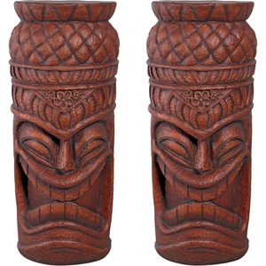 image:imageDesign Toscano Grand Tiki Face Kanaloa Teeth IndoorOutdoor Side Table Statue Patio Bar Den 20 inch tall Cast Stone Resin Woodtone FinishWoodtone