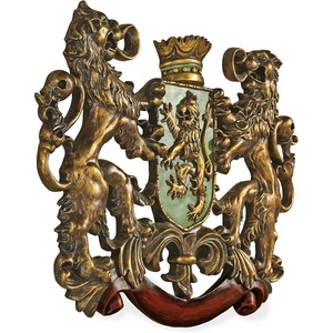 image:imageDesign Toscano Heraldic Royal Lions Coat of Arms Wall Sculpture 30 Inch Full Color