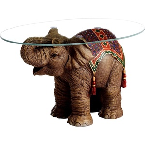 image:imageDesign Toscano Jaipur Elephant Festival GlassTopped Coffee and Cocktail Table 30 Inches Wide 18 Inches Deep 18 Inches High Glass and Polyresin Full Color Finish