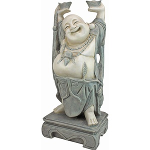 image:imageDesign Toscano Jolly Hotei Laughing Man Asian Decor IndoorOutdoor Garden Statue 26 inches tall Cast Stone Resin Two Tone Stone FinishJolly Hotei Laughing Buddha