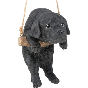 image:imageDesign Toscano Labrador Retriever Dog IndoorOutdoor Garden Statue 9 Inch Wide 15 Inch Tall Cast Stone Resin Black Painted FinishHanging Puppy
