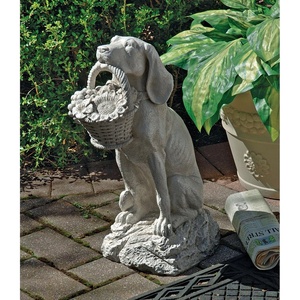 image:imageDesign Toscano Mans Best Friend Dog with Basket Outdoor Garden Statue 8 Inches Wide 12 Inches Deep 19 Inches High Handcast Polyresin Antique Stone FinishTwo Tone Stone