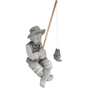 image:imageDesign Toscano NG32122 Frederic the Little Fisherman of Avignon Lightweight Polyresin Statue 15 Inch Two Tone StoneFrederic the Little Fisherman