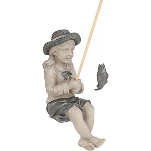 image:imageDesign Toscano NG32122 Frederic the Little Fisherman of Avignon Lightweight Polyresin Statue 15 Inch Two Tone StoneMedium Nellies Big Catch