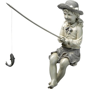 image:imageDesign Toscano NG32122 Frederic the Little Fisherman of Avignon Lightweight Polyresin Statue 15 Inch Two Tone StoneSmall Nellies Big Catch