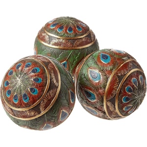 image:imageDesign Toscano PeacockFeathered Orbs Decorative Accent Balls Set of Three