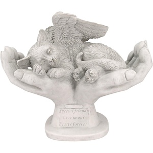 image:imageDesign Toscano QL6080 Cat Angel Pet Memorial Grave Marker Tribute Statue 10 Inches Wide 5 Inches Deep 5 Inches High Antique Stone FinishCat in Gods Hands