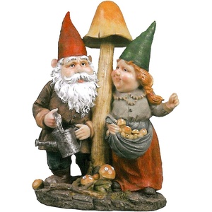 image:imageDesign Toscano QM2796400 Garden Gnome Statue  Kiss and Tell Lover Gnomes  Lawn Gnomefull colorMushroom Hunters