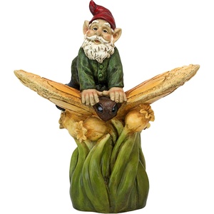image:imageDesign Toscano QM2796400 Garden Gnome Statue  Kiss and Tell Lover Gnomes  Lawn Gnomefull colorOn A Butterfly Back