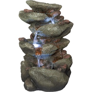 image:imageDesign Toscano QN164017 Water Fountain with LED Light  Willow Bend Garden Decor Fountain  Outdoor Water Feature Multicolored 10W x 10D x 18HFaux Stone