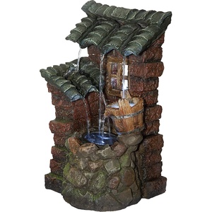 image:imageDesign Toscano QN164017 Water Fountain with LED Light  Willow Bend Garden Decor Fountain  Outdoor Water Feature Multicolored 10W x 10D x 18HFaux Wood and Stone