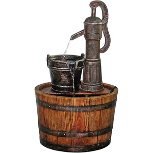 image:imageDesign Toscano SS11155 Water Fountain  Cistern Well Pump Wood Barrel Garden Decor Fountain  Outdoor Water Featurefull color