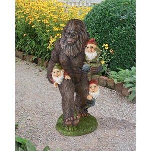 image:imageDesign Toscano Schlepping the Garden Gnomes Bigfoot Yeti IndoorOutdoor Garden Statue 16 Inch Tall Cast Stone Resin Painted Full Color Finish