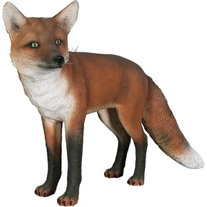 image:imageDesign Toscano Simon The Woodland Fox IndoorOutdoor Garden Statue for Patio Pool or Lawn 18 Inch Tall Cast Stone Resin Red Orange PaintEuropean