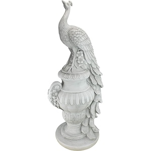 image:imageDesign Toscano Staverden Castle Peacock on an Urn Garden Statue 34 Inch Tall Cast Stone Resin Antique Stone Finish