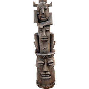 image:imageDesign Toscano Tiki of the Three Pleasures Totem Pole Tropical Decor IndoorOutdoor Garden Statue 35 inches tall Cast Stone Resin Woodtone Finish