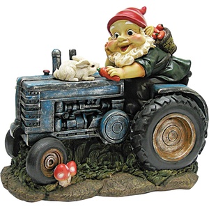 image:imageGarden Gnome Statue  Bunny on Board Garden Gnome Tractor  Lawn Gnome