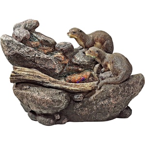 image:imageWater Fountain with LED Light  Nearly 3 Foot Tall Tree Squirrel Garden Decor Fountain  Outdoor Water FeatureCurious Sea Otters