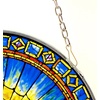 image:imageDesign Toscano GM1018 Tiffanys Holy Dove of Peace Art Glass Square Suncatcher Window Panel 10 inches wide 10 inches tall Stained Glass Blue Enamel